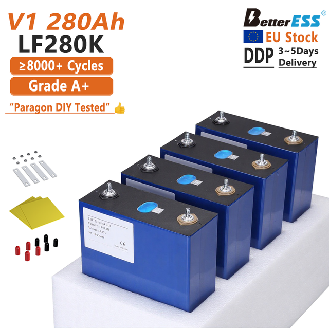 Paragon DIY Tested EU Stock V1 EV 280K 280Ah M6 Stud+Pure Copper Busbars+Fixing Nut+Real 315Ah VAT Tax Free 30 Days Delivery