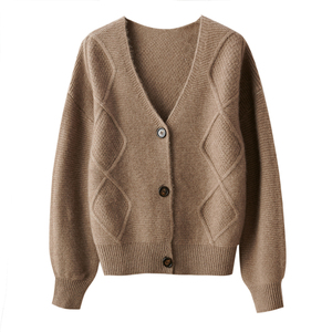 Suéter de cachemira grande para mujer, cárdigan sencillo de lana de Cachemira, nueva moda - Product Image 1