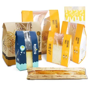 Guangdong крафт-бумажные пакеты на молнии, сэндвич-пакеты, бумага для цыплят, бургеров, пластиковый пакет для французского хлеба, французского хлеба с окошком