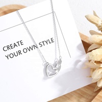 925 Sterling Silver Chinese Fashion Couple Heart Forever I love You Symbol Collier Pendentif