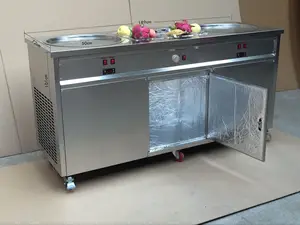 מוצרים חדשים תאילנד שטוח 50cm מחבת מטגנים קרח קרם רול מכונה למכירה