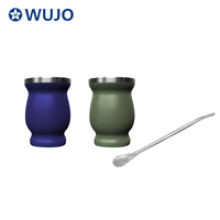 WUJO-taza de acero inoxidable de doble pared, personalizada, de Corea del Sur, con Bombilla, 1800ml