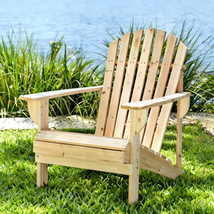 Silla Adirondack de madera de abeto, maleable, resistente, sin acabado, para muebles de exterior, estilo básico, personalizable, procesamiento a medida. - Product Image 2