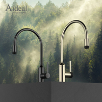 Robinet de cuisine en acier inoxydable 304, bec haut pivotant, mitigeur monocommande eau chaude et froide pour évier de cuisine