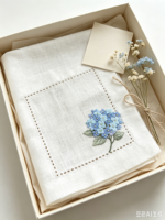 Serviettes de cocktail en lin français 100% personnalisées, brodées, avec ourlet festonné, motif monogramme, napperons pour mariage.