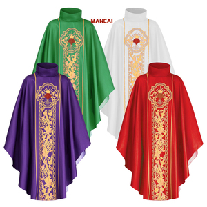 Casula da Sacerdote Celebrante Paramento Vintage Veste Abito Mantello Tonaca Paramento Bianco Rosso <span class=keywords><strong>Verde</strong></span> Uomo Prete Monaco Mantello Religioso - Product Image 1