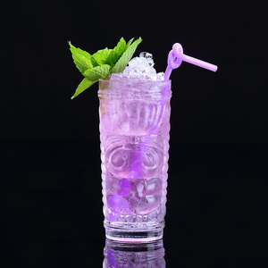 Vente en gros de tasses en verre à cocktail Tiki personnalisées sans plomb pour boissons et vin Tasses Tiki de bar Grimace Livraison directe - Product Image 6