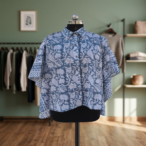 Último Estilo, Nueva Camisa Kaftan, Kaftan Corto, Vestidos de Talla Grande para Mujer, Kimono de Algodón, Kaftan Corto de Playa con Estampado Azul Índigo - Product Image 1