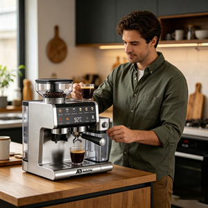Anbolife OEM Cafetera Espresso de 20 Bares para el Hogar, de Grano a Taza, con Pantalla Táctil, Depósito y Espumador de Leche Integrado, Electrodomésticos de Cocina - Product Image 4