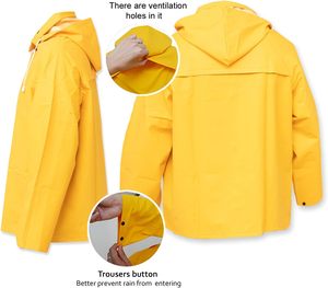 Imperméable à capuche en polyester PVC, résistant, respirant et anti-froid, idéal pour la randonnée et les activités de plein air - Product Image 5