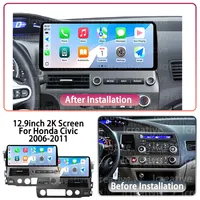 Radio Mobil 12.9" untuk Honda Civic 2006-2011 Apple CarPlay Android Auto GPS Navi 2Din 2K DSP Stereo Multimedia Player 8 Core 4G AUX