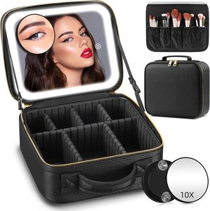 Organizador de Cosméticos, Caja de Maquillaje con Separador y Espejo Iluminado Desmontable - Product Image 5