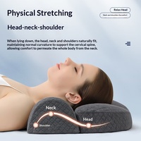 Oreiller ergonomique en mousse à mémoire de forme tricotée pour traction cervicale, décompression du cou, correction de la courbe C et soulagement de la douleur due à la posture tête penchée vers l'avant