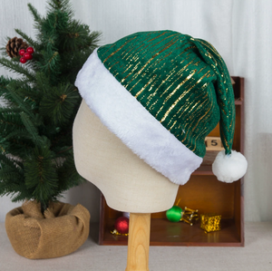 Chapeaux de Père Noël rayés à paillettes, chapeau de Noël brillant avec bordure en peluche blanche et pompon, accessoire de fête de Noël <span class=keywords><strong>pour</strong></span> <span class=keywords><strong>toute</strong></span> <span class=keywords><strong>la</strong></span> <span class=keywords><strong>famille</strong></span> - Product Image 3