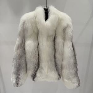 Giacca da <span class=keywords><strong>Donna</strong></span> di Lusso Bianca e <span class=keywords><strong>Nera</strong></span>, Cappotto Corto in <span class=keywords><strong>Pelliccia</strong></span> di Volpe Sintetica, Best Seller - Product Image 1