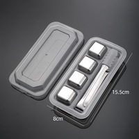 Ensemble d'outils de bar Lot de 8 refroidisseurs vin métal acier inoxydable glaçons diamant balle réutilisable whisky pierre boîte ensemble