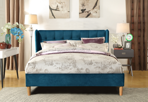 <span class=keywords><strong>Cama</strong></span> <span class=keywords><strong>continental</strong></span> de color azul Tamaño doble con armazón de <span class=keywords><strong>cama</strong></span> de madera contrachapada - Product Image 3