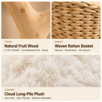 Arbre à chat de luxe en bois massif avec nid en rotin tressé, griffoir en sisal, design intégré, empreinte compacte, pour grands chats, OEM
