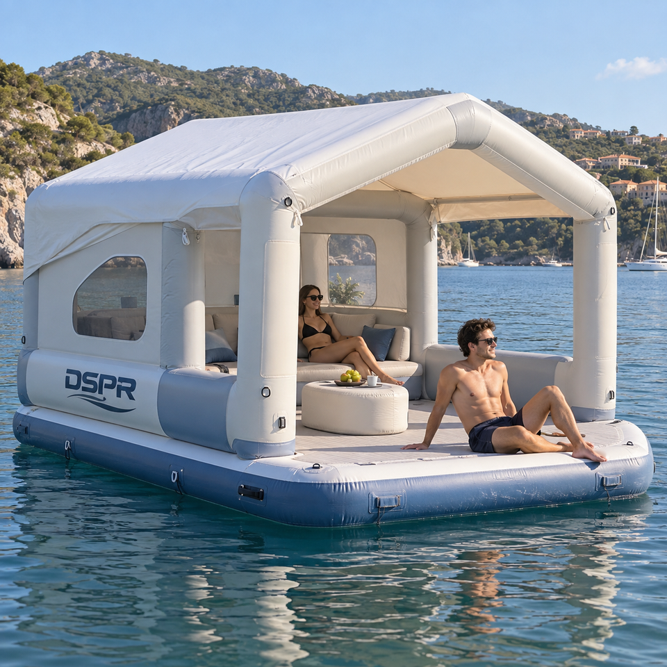 Floating Bar Raft Resort Inflatable Floating Water Bar Leisure Island Platform with ...