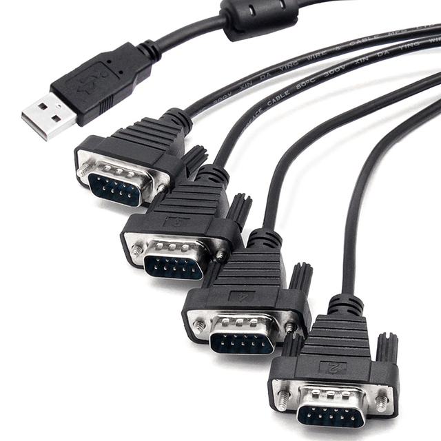 UOTEK USB 2.0 to 4-Port RS-232 Serial Converter FTDI Chip DB9 Adapter Cable 1.5M Length 300-921,600bps Baudrate Model UT-8814