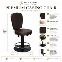 SUCCESSOR Tabouret pivotant réglable pour machine de poker commerciale avec revêtement personnalisé et logo brodé Vente en gros