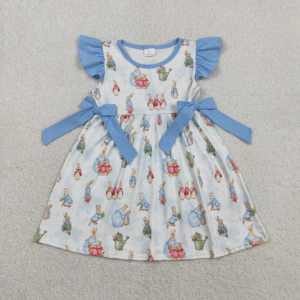 Vestido Casual de Verano con Estampado Floral y Volantes para Niñas Pequeñas, Estilo Línea A, Venta al por Mayor de Ropa Infantil ODM - Product Image 2