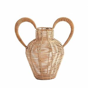 Cesto Biodegradabile Mini in Rattan con Base in Bambù Rosso, Cestini da Bagno Piccoli, Cesto per Trucchi Marocchino, Porta Posate con Chiusura Mini - Product Image 1