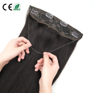 Invisible Wire Hair <b>Extensions</b> 18-22 Inches 100% Brazilian Remy Straight Human Hair for Hair All Colors Customizable Long - Product Image 1