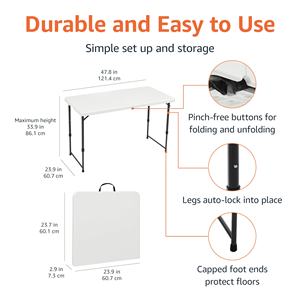 Mesa Plegable para Camping, Resistente y de Alta Resistencia, para Buffet, Bodas, Mercados, Fiestas en el Jardín, Maletero del <span class=keywords><strong>Coche</strong></span>, Puesto de Venta, Picnic - Product Image 2