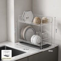 Égouttoir de cuisine en acier inoxydable poli 304, double couche, type sur pied, comptoir, rangement pour vaisselle, bols et ustensiles