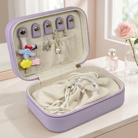 LG7282 Nouvelle boîte à bijoux de voyage design rectangulaire en cuir PU, étui pour collier et bagues avec poche élastique, boîte cadeau de luxe pour bijoux