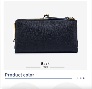 Ando Bag Womens Leather Long Wallet 12 Card Slots Kiss Lock Coin Pocket Genuine Cowhide <b>Clutch</b> Purse - Product Image 4