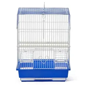 Flat Top Economy Parakeet and Small Bird Cage with White Wire