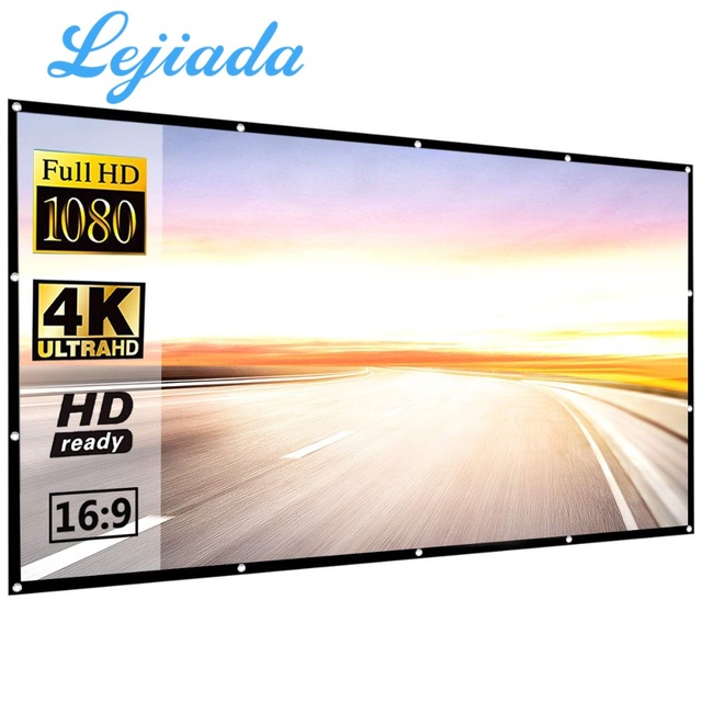 60inch Mdbebbron 16:9 4KHD Foldable Milk White Soft Polyester Projector Screen for Home Theater Outdoor Indoor