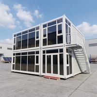 Maison Modulaire Conteneurisée à 2 Étages à Bas Prix, Mur en Verre, Structure en Acier Moderne, Appartement Préfabriqué Compact, Salon, École