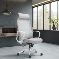Nouvelle arrivée, chaise de bureau ergonomique en caoutchouc gris et blanc JYG-Bell, protection lombaire, siège profilé, base de 320 mm, chaise à gaz réglable