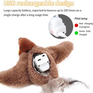 Vente en gros usine Nouveaux jouets pour chats interactifs intelligents, avec ailes battantes activées par le toucher, effet d'oiseau, rechargeables USB, pour l'exercice des animaux de compagnie - Product Image 3