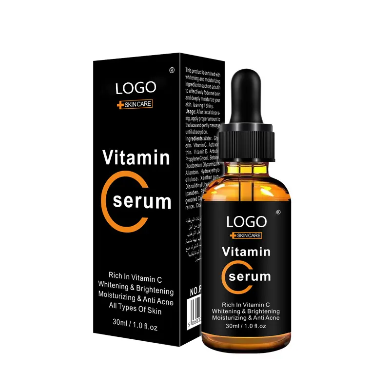 Soro de vitamina C removedor de manchas escuras, soro anti-idade para cuidados com a pele, soro natural feminino para clareamento da pele