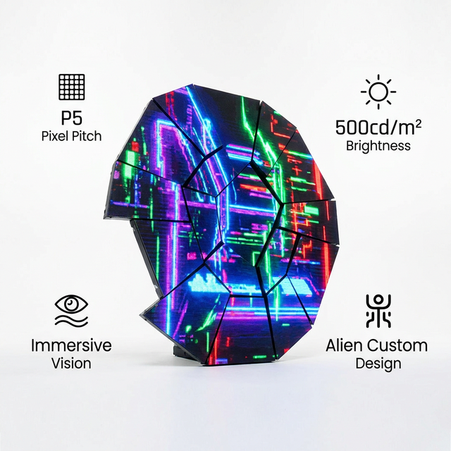 VSLED Electro Music Festival Stage P5 Alien DJ LED Screen 500CD Brightness 16-Bit Color Depth 140 Viewing Angle for Indoor