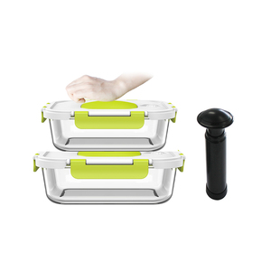 1040m +1500ml borosilicate glass pump in lid and pumpable vacuum preservation airtight seal food container bento lunch box
