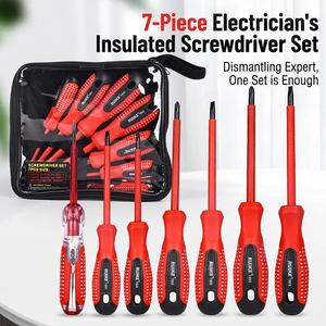 Juego de destornilladores aislados de 7 piezas, 1000V, mango rojo, kit de herramientas para electricistas, para reparaciones en el hogar - Product Image 3