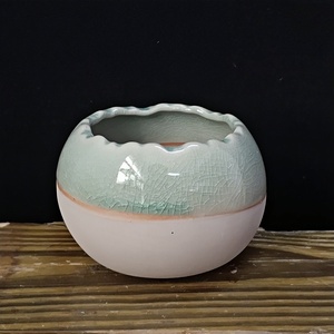 Pots à succulentes en céramique Evergreenwrap Crackle Glaze, petits, respirants, mini-jardinières pour balcon et bureau, soldes - Product Image 5