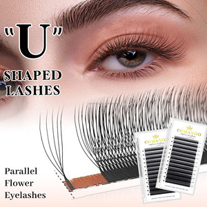 CoMango - Extensiones de Pestañas en Forma de U, Color Negro Mate, 3/4/5D, Curvatura C/D/L/M, Pestañas Naturales Suaves, Pestañas Postizas con Efecto de Abertura - Product Image 1