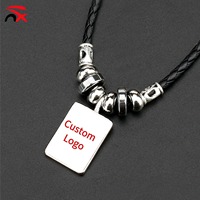 Collier pendentif drapeau carré personnalisé, ras-de-cou noir perlé avec cordon en cuir, chaîne à breloque drapeau national pour événements de supporters de football