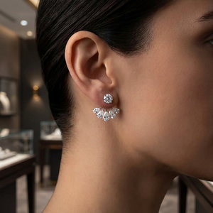 Luxury 925 <b>Silver</b> Diamond <b>Stud</b> <b>Earrings</b> Round Brilliant Cut Women Wedding Jewelry - Product Image 2