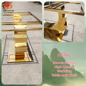 Suave Venta caliente boda moderna mesa de cristal espejo oro Acero inoxidable boda comedor Mesa eventos Decoración - Product Image 5