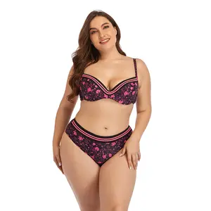 Nieuwkomers 2021 Hoge Taille Plus Size Print Badmode Grote Buste Bikini Badpak Vrouwelijke Split 2 Stuk Zwemmen Slijtage