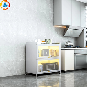 Modern Stainless Steel <b>Storage</b> <b>Table</b> <b>Side</b> Cabinet with Thickened Wheels Dust-proof Multilayer Floor Pan Durable Easy Clean - Product Image 6