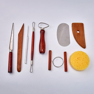 LISI 9 pièces Outils de modelage en céramique et poterie en bois teinté rouge pour sculpter, façonner, couper et tailler - Product Image 5