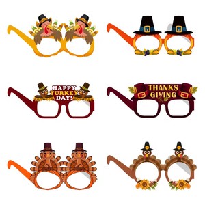 Lunettes en papier HLC ODM pour Thanksgiving, lunettes amusantes à porter en guise de déguisement avec des motifs de citrouille, de dinde et de feuille d'érable pour la décoration de fête de fin d'année - Product Image 3